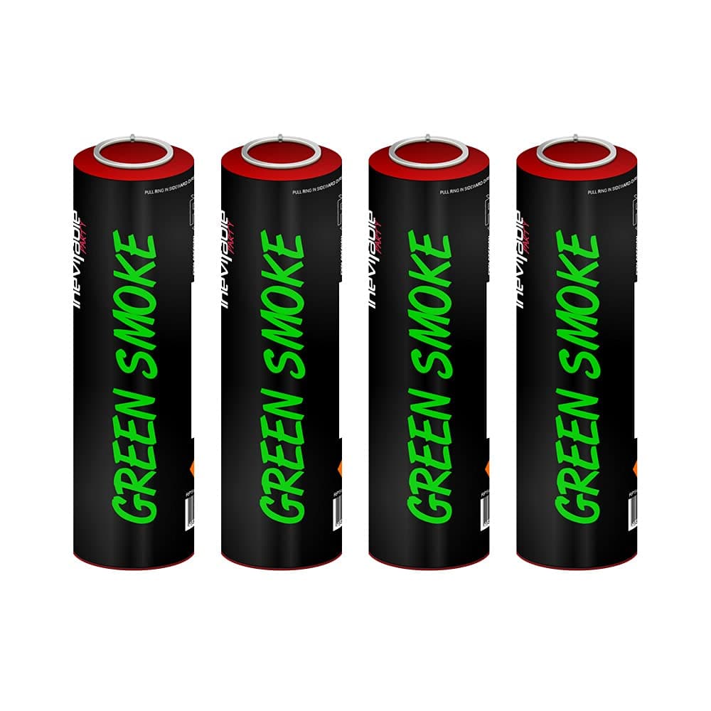 Pack of 4 Ring Pull Smoke Grenade Effects for Paintball, Weddings, Photoshoots & Special Effects (Green)