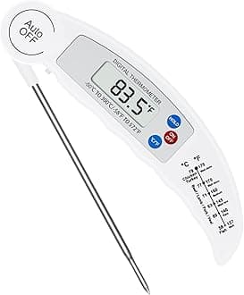 flintronic Food Thermometer, Digital Instant Read Meat Thermometer, High Accuracy Foldable Long Probe Food Cooking Thermometer with °F/°C, Auto On/Off Cooking Thermometer for Kitchen, BBQ, Milk, White