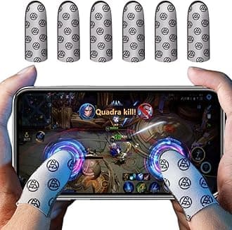 Rakizbe Gaming Finger Sleeves for Sweaty Hands, Ultra-Thin Breathable Touchscreen Thumb Gloves, PUBG Gamer Finger Covers for Tablet iPad/Mobile Phone