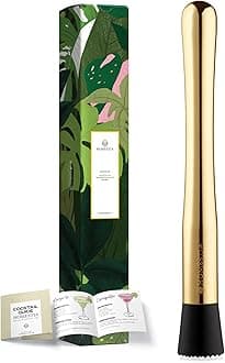 Homestia 4 Pcs Muddler for Cocktails, 10 Inch Muddler,12 Inch Bar Spoon, 7.5'' Swizzle Sticks and 4'' Cocktail Picks, Stainless Steel Cocktail Accessories for Drink Mojitos and Fruit Drinks (Gold)