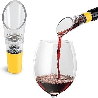 TenTen LabsWine Aerator Pourer (2-Pack) - Premium Aerating Spout and Decanter Set - No Drip and No Spill - Improve Taste and Smell Immediately - Gift Box Included - Yellow