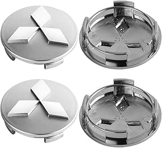 60mm Wheel Hub Center Cap with Logo Emblem ABS Material Compatible with Mitsvbishi Accessories(Mit Chrome)