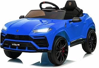 Kids Electric Ride On Car for Kids, 12V Licenced Lamborghini Kids Electric Vehicles with Remote Control, AUX, Spring Suspension, Music, LED Lights, USB Port, Foot Pedal (Blue)