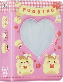 3 Inch Mini Photo Album Kpop Photocard Binder, Love Heart Hollow Photocard Holder Book, Business Card Book Holder, Photocard Sleeves 40 Pockets (Rose)