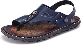 OHCHSH Mens Sandals Slippers Slip On Flip Flops for Men Shoes Leather Toe Ring Style Beach