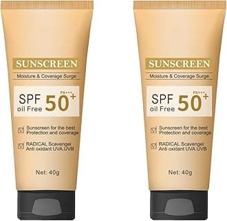 Hydrating Mineral Sunscreen SPF50+ PA+++ Oil Free Suncream for Face, Tinted Mineral Sunscreen for Oily Skin, Waterproof & Long-Lasting Sunblock (2pc)