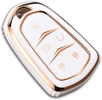 for Cadillac Key Fob Cover, Premium Soft TPU Full Protection Key Fob Case for Cadillac Escalade ATS CTS STS SRX XT5 CT6 Smart Key Cover,Ivory