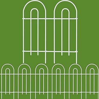 AMAGABELI 14 Panels 32in(H)×20ft(L) Decorative Garden Fence No Dig Rustproof Metal Pre-Linking Fence Panels Garden Edging Border Animal Barrier Fencing for Flower Beds Yard Patio Outdoor Decor White