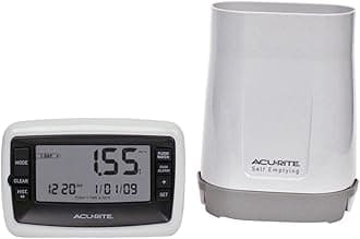 AcuRite Wireless Digital Rain Gauge with Self-Emptying Collector with Rainfall History, Alerts, and Current Date and Time (00899), Multicolor