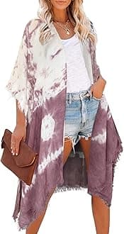 – Women's Beach Cover up Swimsuit Kimono Cardigan with Bohemian Floral Print