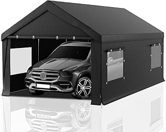 Carport 10x20 Heavy Duty Portable Garage,Carport Canopy with Roll-Up Windows & Doors,Portable Garages and Shelters with Removable Sidewalls,Car Tent Garage with All-Season Tarp for Truck Tractor Bike