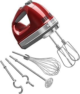 KitchenAid9-Speed Digital Hand Mixer with Turbo Beater II Accessories and Pro Whisk - Candy Apple Red