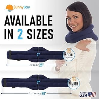 SunnyBay Microwave Heating Pad, Microwavable Heated Neck and Shoulder Wrap, Hands-Free Weighted Moist Hot or Cool Pack, Soft Fleece Cover and Flaxseed Filling, 26 Inch Length, Made in USA, Navy