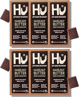 Chocolate Bars, Hazelnut Butter Chocolate, Natural, Vegan, Gluten Free, Paleo, GMO Free, Fair Trade Dark Chocolate, 60 ml Each