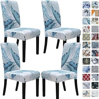 SPRINGRICO Chair Covers for Dining Room Set of 4, Stretch Dining Chair Cover, Washable Spandex Kitchen Parsons Chair Slipcovers, Removable Seat Protector for Home or Party (4 Pack, Cassandra)