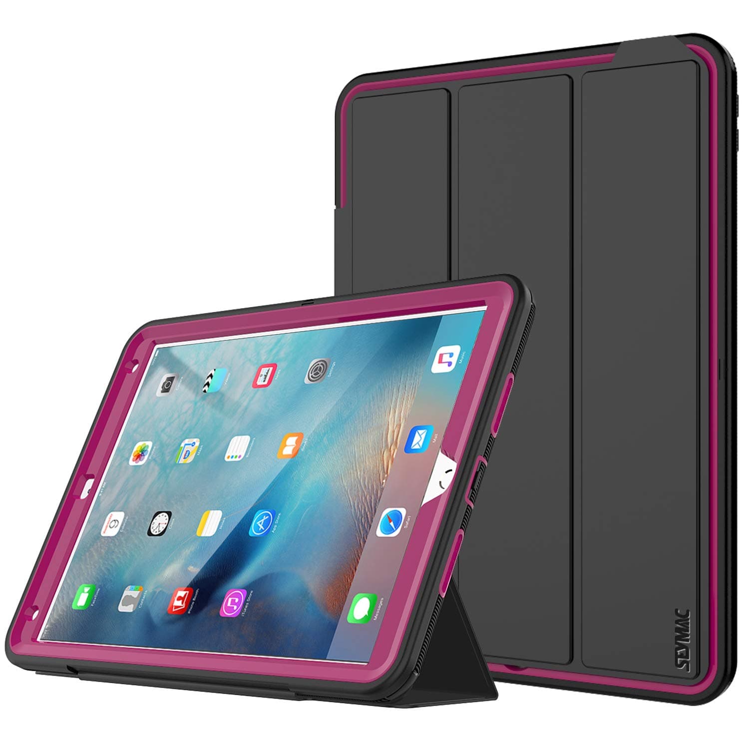 iPad Air 3 Case iPad Pro 10.5 Case, SEYMAC 3-Layer Heavy Duty Shockproof Protective Case with Multi-Angle Viewing Stand Folio Smart Cover Auto Sleep/Wake for iPad 10.5” 2019/2017, Black/Rose