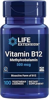Vitamin B12 Methylcobalamin 500mcg - Vitamin B12 Supplement for General Energy and Brain Health - Sugar Free Vegetarian Lozenges Dissolve in Your Mouth - Once Daily - 100 Count