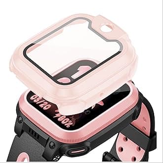 GIOPUEY Case Compatible with imoo Watch Phone Z1, Glass Protective Film + Hard Plastic Bezel Cover - pink