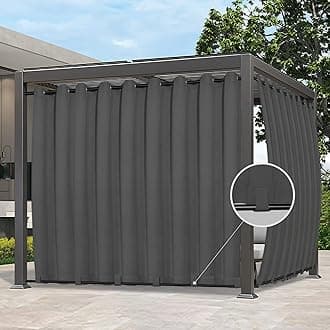 Outdoor Curtains Waterproof Windproof Weatherproof Curtain for Patio, Cabana, Porch, Pergola and Gazebo, Grommet Top and Tab Bottom Drape, 1panel, 150x84 inch, Grey