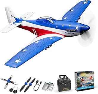 RC Plane, 4 Channel Remote Control Airplane P51d Mustang with Gyros, Aileron, Aerobatics, 3 Modes to Flys for Adults, Boys & Beginners (Multi Color)