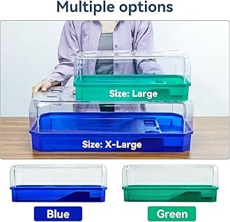 Aquatic Turtle Tank Habitat Kit Stone+Filter+Heat Lamp Enhancing Interaction with 360° Viewing, Standalone Filtration, DIY Creative Zone, Enriched Living (Blue, L[Without Light])