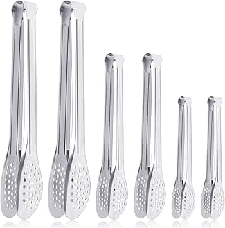 6 Pack Buffet Tongs,Stainless Steel Serving Tongs Serving Utensils 7Inch,9Inch,12Inch