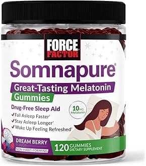 Somnapure Gummies with Melatonin for Adults, Non-Habit-Forming Sleep Aid Supplement for Deep Sleep, Stay Asleep Longer, Wake Up Refreshed, Dream Berry Flavor, 120 Count(Pack of 1)