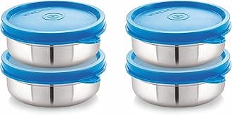 STEELLOCK Stainless Steel Airtight Container | Leak Proof Container/Storage/Lunch Box with Lid | BPA Free, Durable & Rust-Proof | SL-31-set of 4, 350ml each, Blue