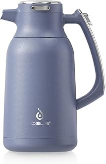 IDEUS 68 oz Stainless Steel Thermal Coffee Carafe, Double Wall Insulated Vacuum Flask, Water Coffee and Beverage Dispenser, 12 Hour Heat 24 Hour Cold Retention, Ocean Blue