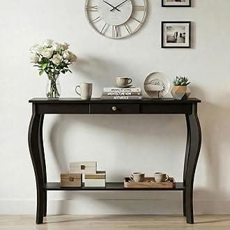 ChooChoo Narrow Console Table with Drawer, Chic Accent Sofa Table, Entryway Table, Black