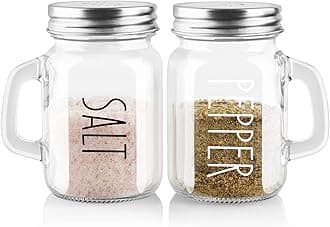 Glass Salt and Pepper Shakers Set, ZOSUJO 4 oz Cute Clear Salt Pepper Shaker, Kitchen Decor for Home Restaurants Wedding, Transparent Shaker Sets with Stainless Steel Lids