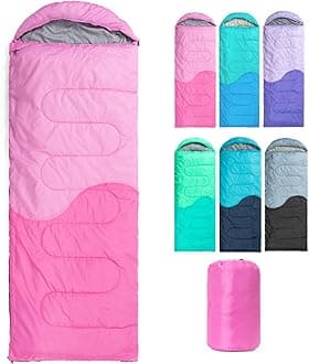 Sleeping Bag - 3 Seasons for Adults Kids Boys Girls Camping Hiking - Warm Cold Weather Lightweight Portable with Compression Bag for Backpacking in Spring, Summer, Fall and Winter