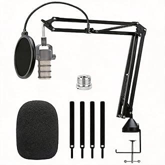 Heavy Duty Mic Boom Arm for Rode Podmic, Professional Microphone Stand with 3/8" to 5/8" Adapter for Shure SM7B, Blue Yeti, HyperX QuadCast, Fifine AM8, Pop Filter and Custom Foam Cover Kit