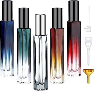 Segbeauty Glass Perfume Bottle Set, 5 Pack of 10ML Portable Perfume Travel Refillable, Empty Atomizer Sprayer for Perfume Cologne Dispenser, Travel Sample Bottles Perfume Making Kit with Refill Tool