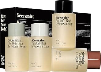 Nécessaire The Body Wash Collection - Self Care Gifts for Women + Men, 4x Travel Size Skin Care Set, Natural Body Wash for Women + Men. With Vitamins + Niacinamide. Gel Cleanse, 100 ml / 3.4 fl oz.