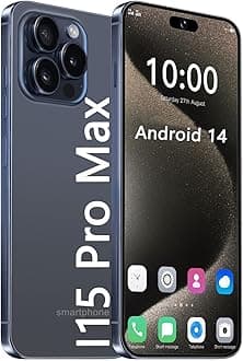 2024 new I15 Pro Max smartphone Android 14 7800mAh 7.3 inch 5G phone 72mp 108mp 8+256GB with 128TF card fingerprint lock/facial recognition dual SIM(Size:6GB+128GB,Color:Blue)
