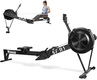 Fitvids Rowing Machine for Home, Professional Indoor Rowers, Wind Resistance Rowers with LCD Display, Adjustable Air Resistance, Comfortable Seat Cushion, Easy Storage