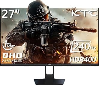 KTC27'' 240hz Gaming Monitor 1440p(2560× 1440) 144Hz 1ms Fast HVA HDR400 130% sRGB HDMI & DisplayPort AdaptiveSync VESA Tilt Eye Care