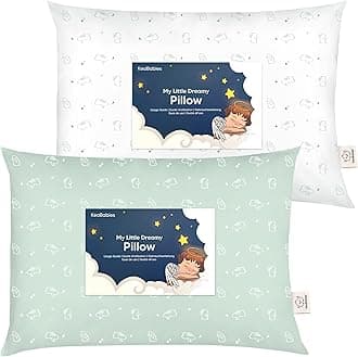 KeaBabies 2-Pack Toddler Pillow - Soft Organic Cotton for Sleeping - 13X18 Small Kids Pillow for Travel, School, Nap, Age 2 to 5 (Bunnies)