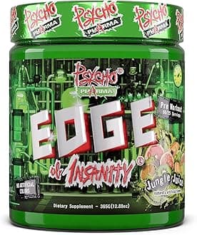 Strongest High Stim Preworkout Powder - Edge of Insanity - Most Intense Pre Workout Supplement for Pumps, Strength, Energy and Feel Good Focus. Rivals Famous PWOs of The Past