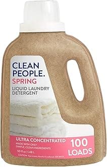 THE CLEAN PEOPLE Liquid Laundry Detergent - Recyclable Packaging, Non-Toxic, Stain Fighting - Ultra Concentrated, Laundry Soap - Spring Scent, 50 fl oz…