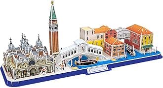 3D Puzzle for Adults Kids Bavaria Cityline Venice Italy Building Model Kits Toys Gift for Men and Women, San Marco Basilica, Rialto Bridge, Venice Grand Canal and Bridge of Sighs 126 Pieces