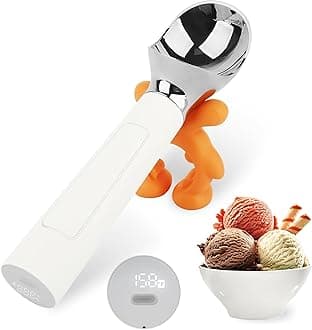 Heated Ice Cream Scoop, Rechargeable Electric Warming Scooper, Heats to 158F for Hard Ice Cream, IP67 Waterproof, Easy for Seniors & Kids (White)