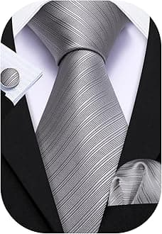 Tie Sets for Men Silk Solid Necktie Stain Ties Handkerchief Pocket Square Cufflinks Wedding Business Dyed