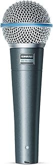 BETA 58A Vocal Microphone - Single Element Supercardioid Dynamic Mic Stage And Studio, Includes A25D Adjustable Stand Adapter, 5/8 Inches To 3/8 Inches (Euro) Thread Adapter And Storage Bag