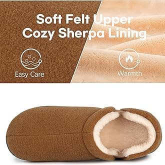 LongBay Men's Slippers Warm Bedroom Memory Foam House Shoes Slip-On for Indoor Outdoor Winter