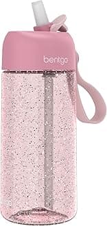BentgoBentgo Kids Water Bottle - Leak-Proof, Durable Tritan, BPA-Free 15 oz. Cup for Kids/Toddlers Ages 3+, Safe Sip Spout, Carrying Handle, & Dishwasher Safe for School (Glitter Edition - Petal Pink)