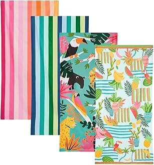 Dock & Bay Beach Towel - Quick Dry, Sand Free - Compact, Lightweight - 100% Recycled - Includes Bag - Havana Cabana - Set of 4 - Extra Large (200x90cm, 78x35)