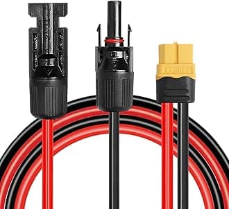 MOOKEERF Solar to XT60 Extension Cable 10AWG 5FT Solar Connector to XT60 Adapter Cable for Solar Panel to Portable Power Station Solar Generator Battery Pack
