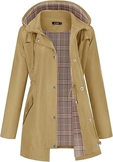 LOMON Women Waterproof Outdoor Hiking Raincoat Women Lined Rain Jacket Lightweight Hooded Jackets Trench Coats